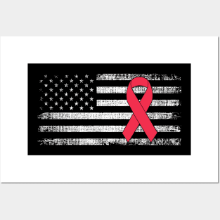 Oral Head & Neck Cancer Awareness Classic American Flag Posters and Art